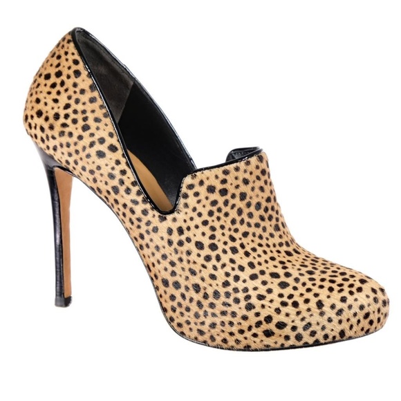 Worn 1x ANN TAYLOR Sz. 8.5 M Heels Pumps Platform Cheetah Print Horsehair - Picture 2 of 7